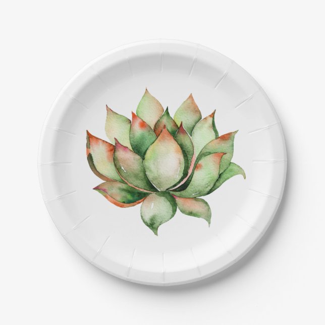 Assiettes En Carton Plaque de papier rond 7" Boho Cactus Cactus Succul (Devant)