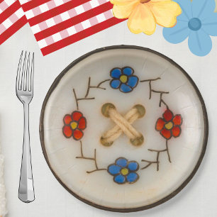 Assiettes En Carton Plaque de papier rond Bouton à coudre