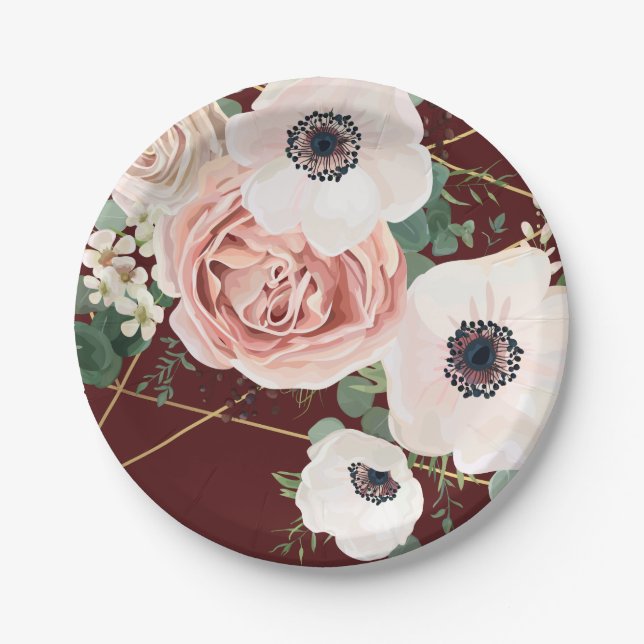 Assiettes En Carton Plaque de papier rond de 7 po Géométrique Jardin V (Devant)