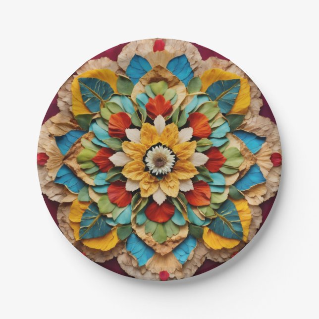 Assiettes En Carton Plaque de papier rond de 7 pouces avec Mandala imp (Devant)