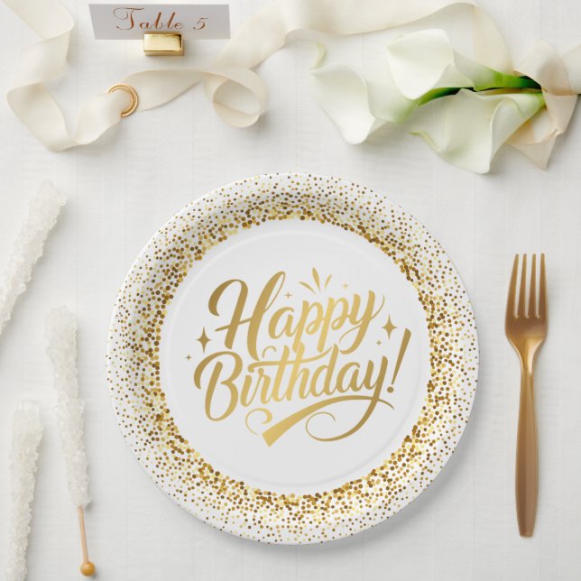 Assiettes En Carton Plaque de papier rond Gold Anniversaire (Mariage)
