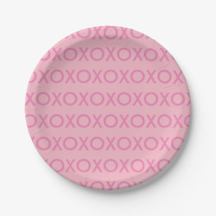 ASSIETTES EN CARTON PLAQUE DE PAPIER ROSE XOXO DAY VALENTINE GRAPHIQUE
