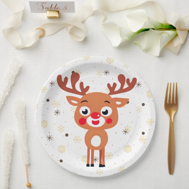 Assiettes En Carton Plaque de papier Roudolph Red Nose Reindeer (Mariage)