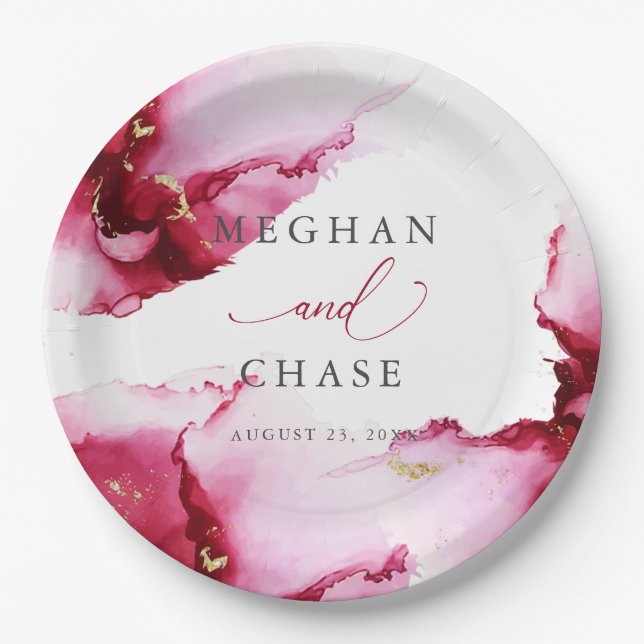 Assiettes En Carton Plaque de papier rouge framboise Abstraite (Devant)