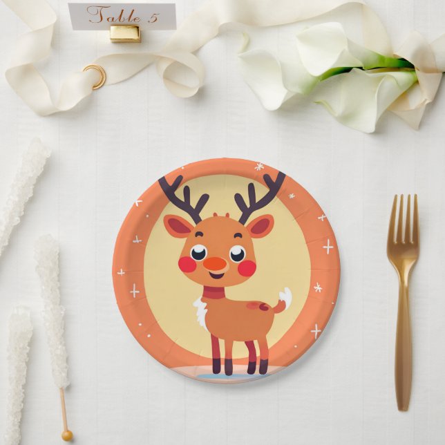 Assiettes En Carton Plaque de papier Rudolph (Mariage)