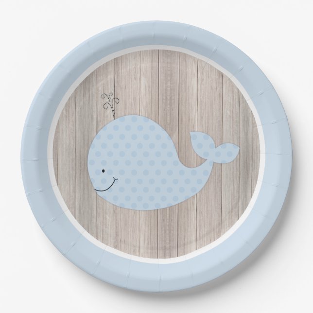 Assiettes En Carton Plaque de papier Rustique Blue Whale (Devant)