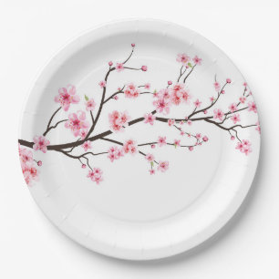 ASSIETTES EN CARTON PLAQUE DE PAPIER : SAKURA BLOSSOMS