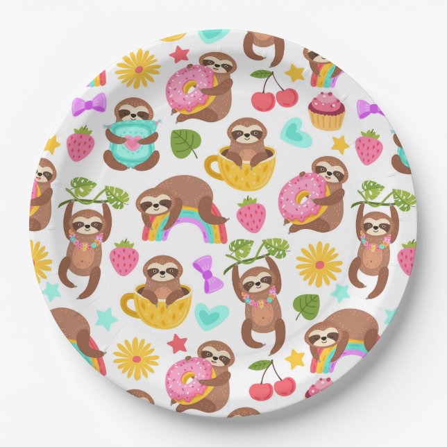 Assiettes En Carton Plaque de papier Sloth (Devant)