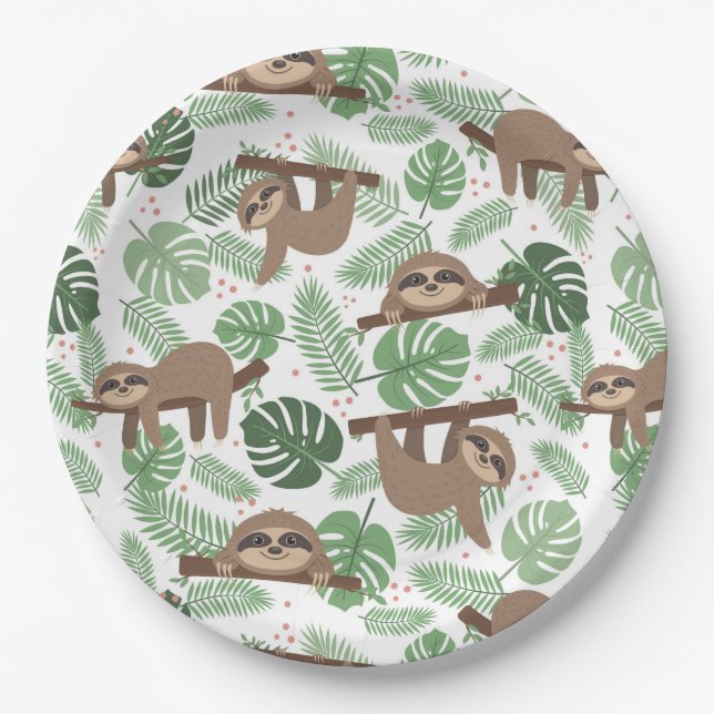 Assiettes En Carton Plaque de papier Sloth (Devant)