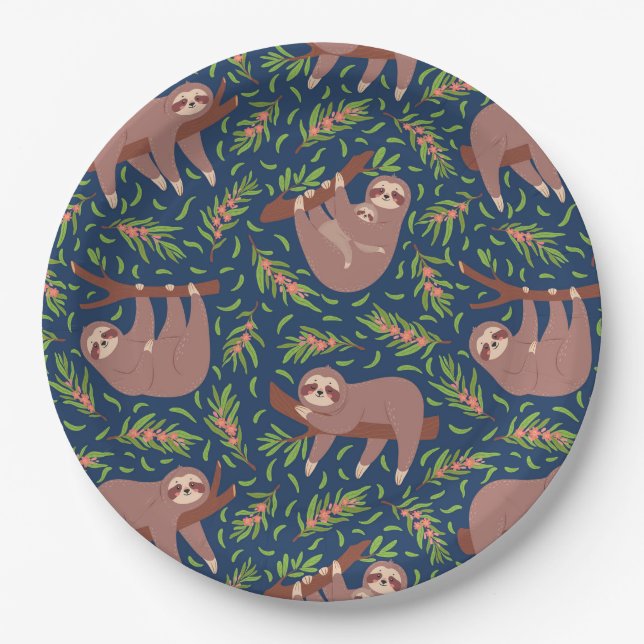 Assiettes En Carton Plaque de papier Sloth (Devant)