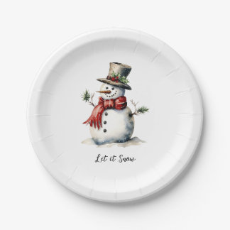 Assiettes En Carton Plaque de papier Snowman modifiable