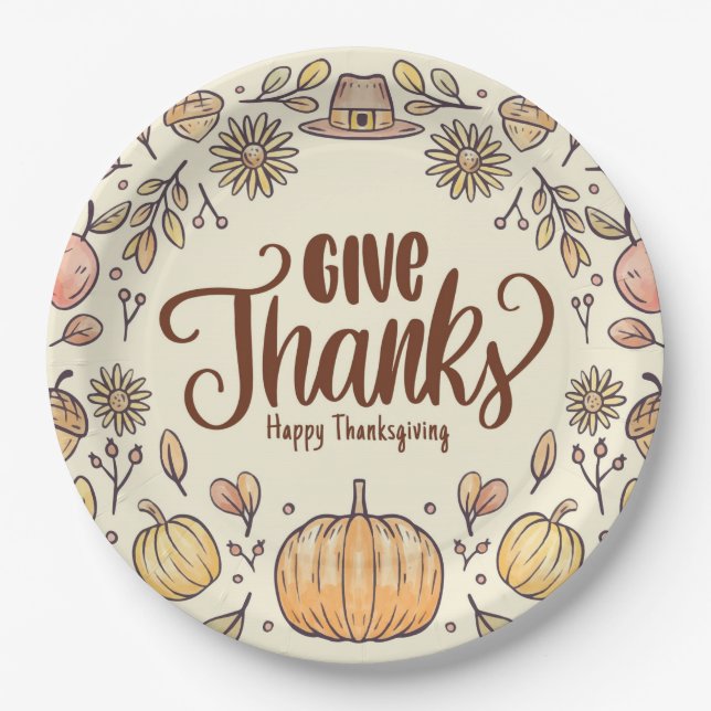 Assiettes En Carton Plaque de papier Thanksgiving (Devant)