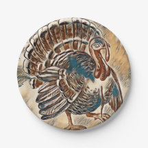 Plaque de papier Thanksgiving Turkey moderne