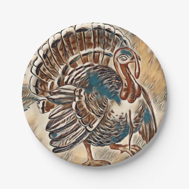 Assiettes En Carton Plaque de papier Thanksgiving Turkey moderne (Devant)