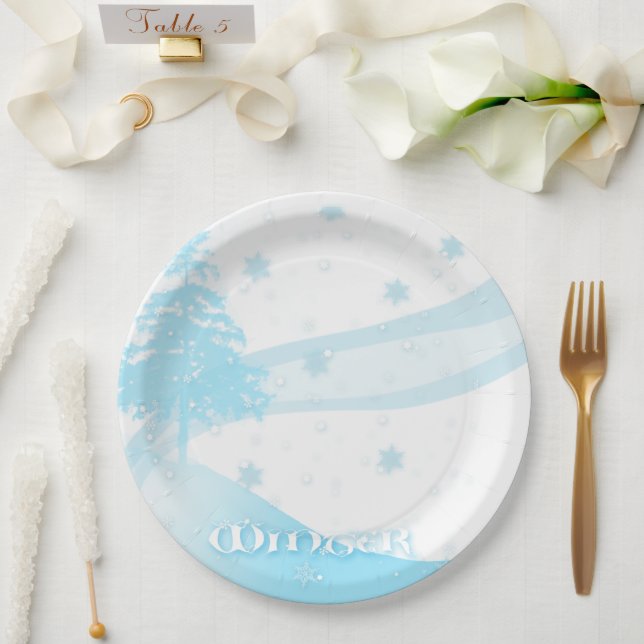 Assiettes En Carton Plaque de papier thème hiver (Mariage)