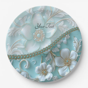 Assiettes En Carton Plaque de papier turquoise blanc