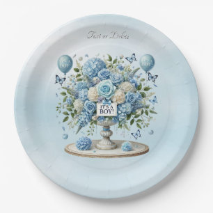 Assiettes En Carton Plaque de papier Vase Floral Bleu Blanc