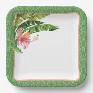Assiettes En Carton Plaque de papier vert rose rose vert Feuille