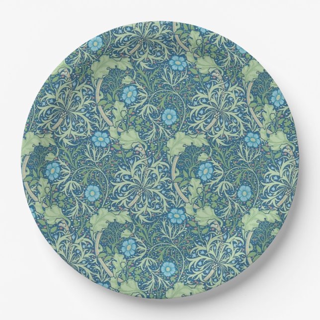 ASSIETTES EN CARTON PLAQUE DE PAPIER : WILLIAM MORRIS : ALGUES (Devant)