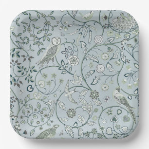 ASSIETTES EN CARTON PLAQUE DE PAPIER : WILLIAM MORRIS : OWL & PHÉASANT