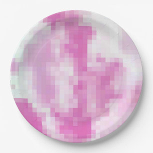 Assiettes En Carton Plaque de Parti rose Pixelé