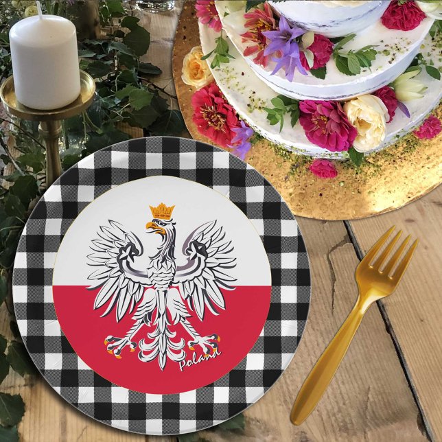 Assiettes En Carton Plaque de Pologne, Aigle, Plaid de buffle & Drapea (Créateur téléchargé)
