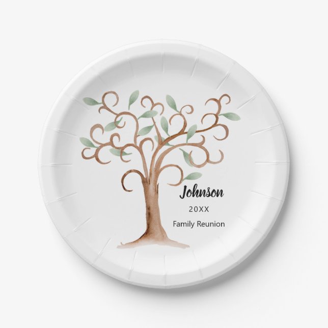Assiettes En Carton Plaque de réunion de l'arbre familial (Devant)