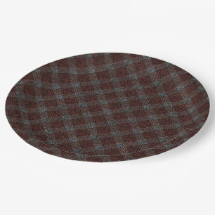 Assiettes En Carton Plaque de tartan croisé de Marrom avec léger relie