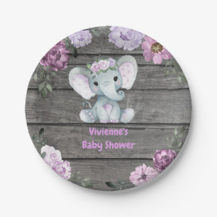 Assiettes En Carton Plaque d'éléphant violet 4 Baby showers, Anniver