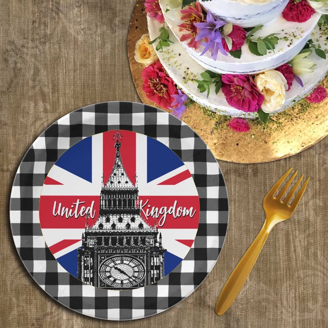 Assiettes En Carton Plaque Drapeau Britannique, Big Ben, Plaid, Royaum (Créateur téléchargé)
