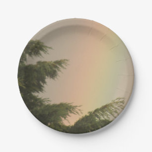 Assiettes En Carton Plaque en papier arc-en-ciel et arbres