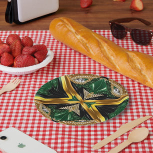 Assiettes En Carton Plaque en papier avec des couleurs jamaïcaines