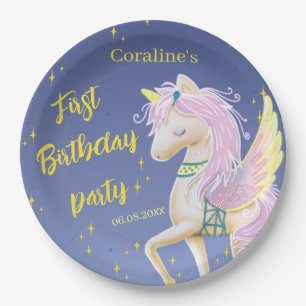 Assiettes En Carton Plaque en papier avec l'image d'une licorne douce