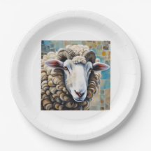 Plaque en papier avec motif mouton