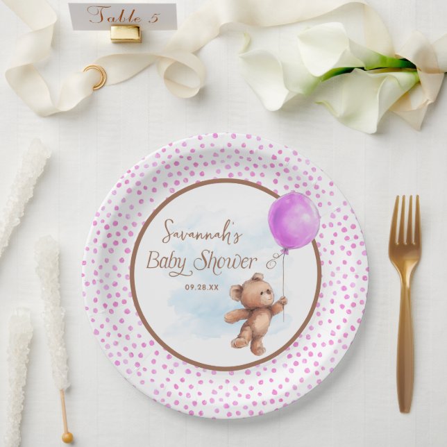Assiettes En Carton Plaque en papier Baby shower pour ours en peluche  (Mariage)