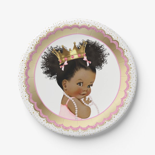 Assiettes En Carton Plaque en papier Baby shower Princess Ethnic (Devant)