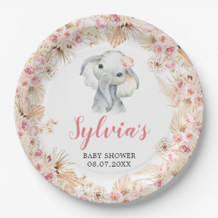Assiettes En Carton Plaque en papier Baby shower rose Boho Elephant Gi