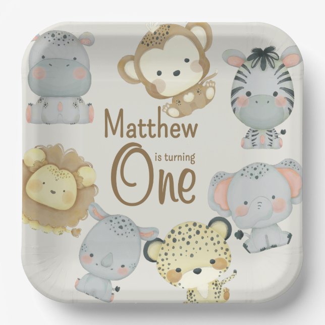 Assiettes En Carton Plaque en papier Boho Safari (Recto)