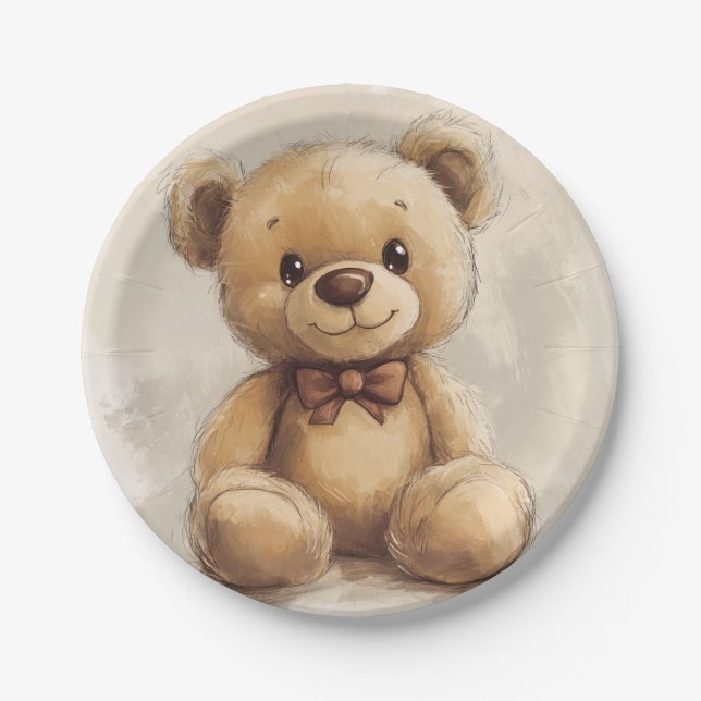 Assiettes En Carton Plaque en papier Cudle Bear Smiles (Devant)