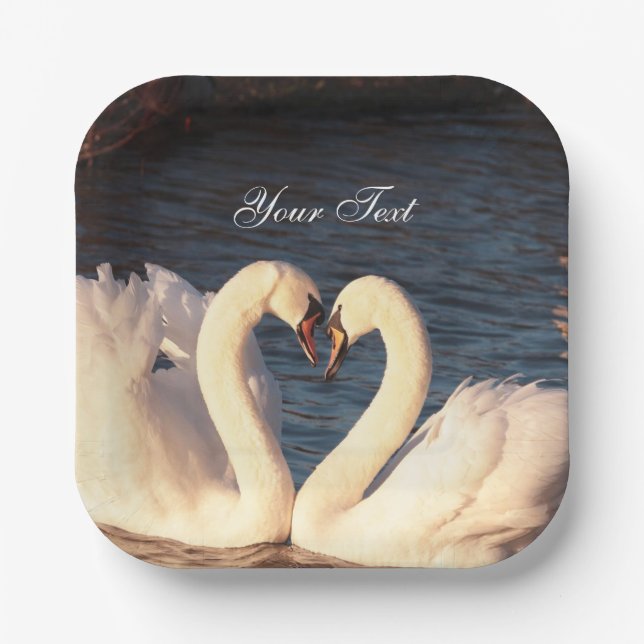 Assiettes En Carton Plaque en papier de cygnes blancs (Recto)