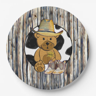 Assiettes En Carton Plaque en papier de gâteau Sheriff Teddy Bear