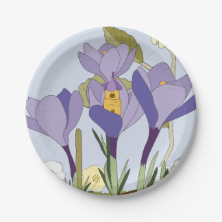Assiettes En Carton Plaque en papier de la maison de fées Crocus