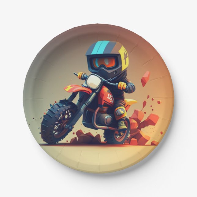 Assiettes En Carton Plaque en papier de la partie Motocross (Devant)