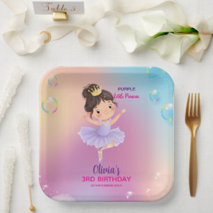 Assiettes En Carton Plaque en papier de la petite princesse violette