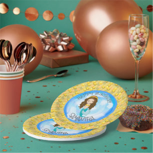 Assiettes En Carton Plaque en papier de la sirène de mer jaune