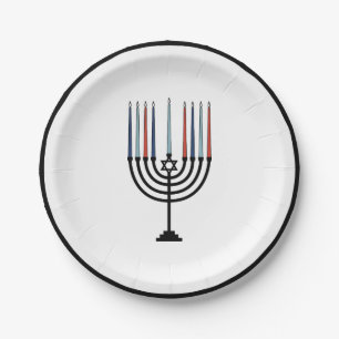 Assiettes En Carton Plaque en papier de vacances Hanoukka Menorah