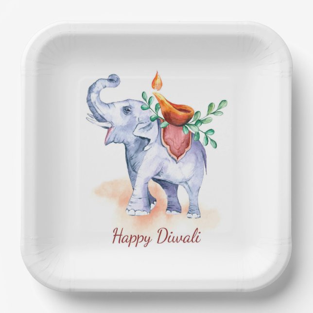 Assiettes En Carton Plaque en papier Diwali (Recto)