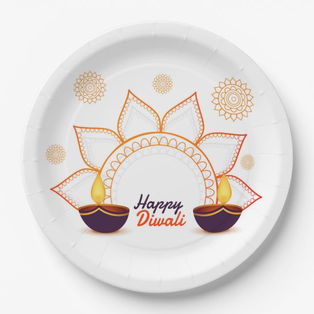 Assiettes En Carton Plaque en papier Diwali (Devant)
