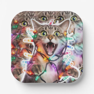 Assiettes En Carton Plaque en papier festin pour chat avec lumières de