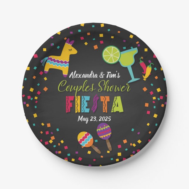 Assiettes En Carton Plaque en papier Fiesta Couples Douche (Devant)